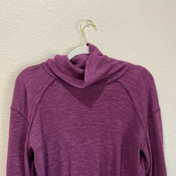 FREE PEOPLE Juicy Split Back Turtleneck Thermal Sweater Plum Medium Autumn Fall - Picture 5 of 8